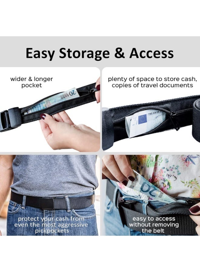 حزام النقود للرجال حزام أمان السفر مع جيب مخفي للنقود، محفظة مضادة للاختلاس بدون مشبك معدني - Image 3